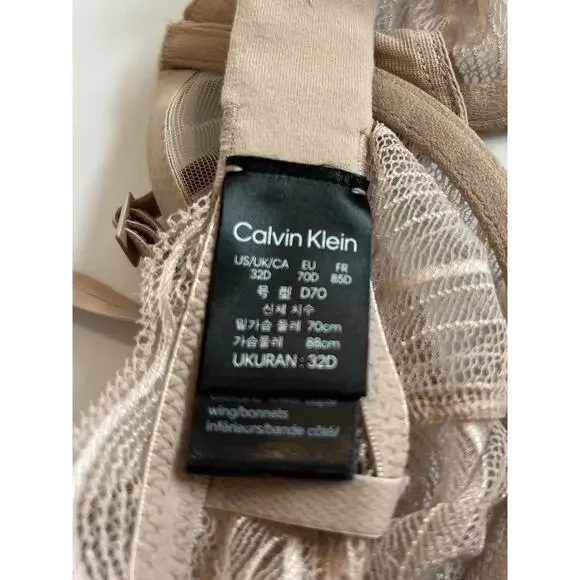 Calvin Klein Lace Balconette Bra Nude Sheer Unlined Underwire 32D NWT - Picture 7 of 8